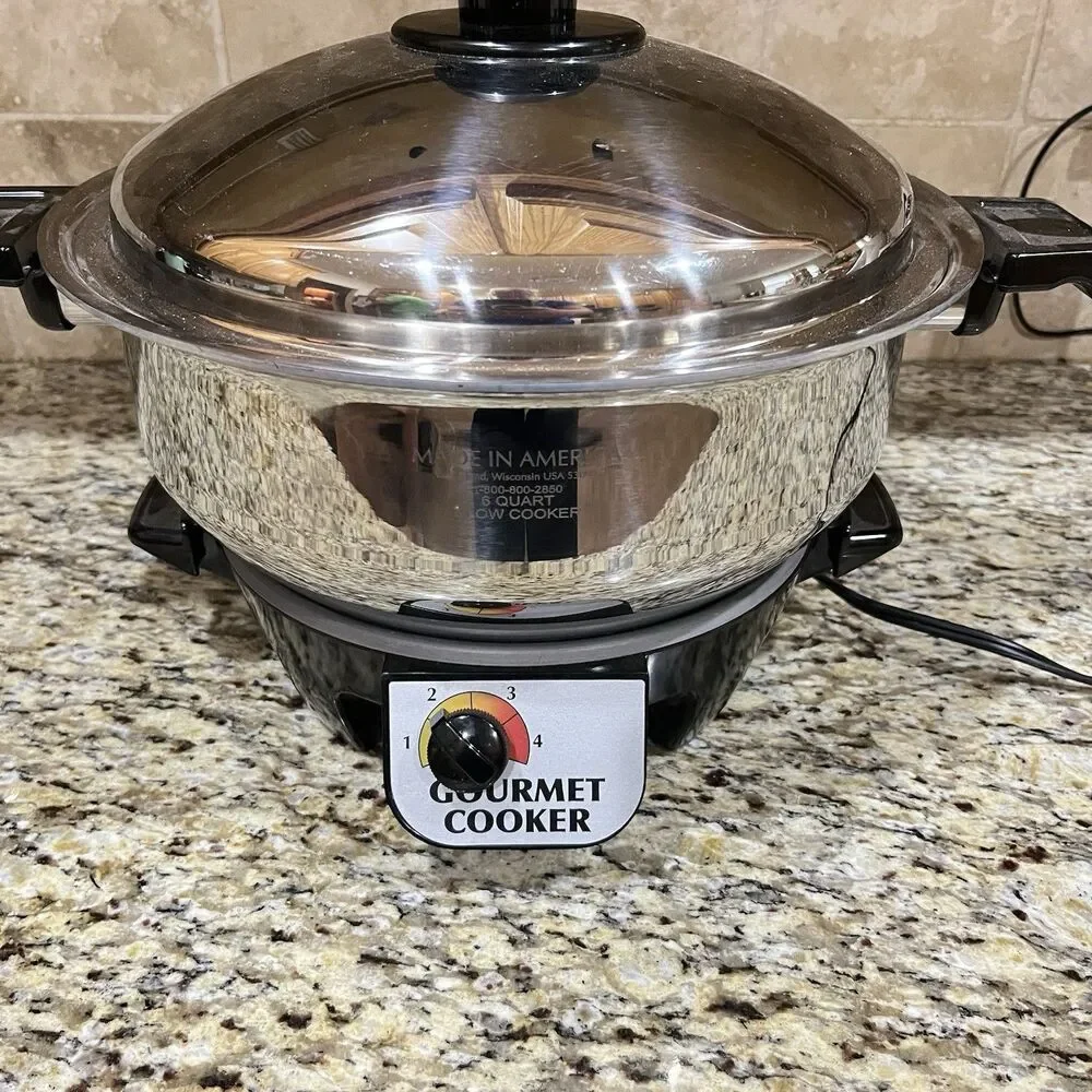 Kitchen Craft Americraft 6 Qt Saucepan Stainless Elec. Slow Cooker Base Lid